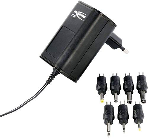ANSMANN APS 600 Universal Stecker Netzteil 12V inkl. 7 verschiedende Adapter Stecker - Netzstecker bis max. 600mA - Netzadapter zur Stromversorgung vieler Elektrokleingeräte von 3-12 Volt regelbar