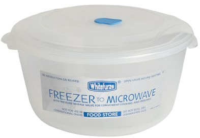 Whitefurze Plastic 3.08L Round Freezer to Microwave Food Storage Container
