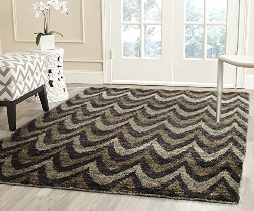 SAFAVIEH Zeitgenössische Teppich für Wohnzimmer, Esszimmer, Schlafzimmer - Trace Collection, Kurzer Flor, Elfenbein, 183 X 274 cm