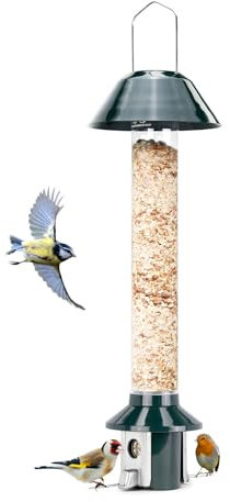 Roamwild eichhörnchensicherer Wildvogelfutterspender 2 l Fassungsvermögen – PestOff 2.0 (Für Erdnüsse/Fettpellets/Getrocknete Mehlwürmer)