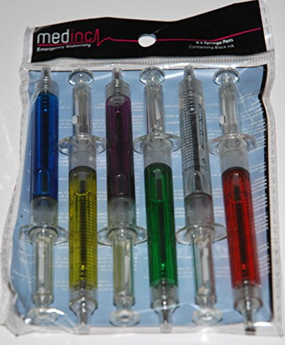 Medinc De 6 Stylos Seringue Couleurs Mélangées Avec De L'encre Noire Grande Série Stylo Papeterie Étudiant En Médecine Fixe Médecin Stationnaire