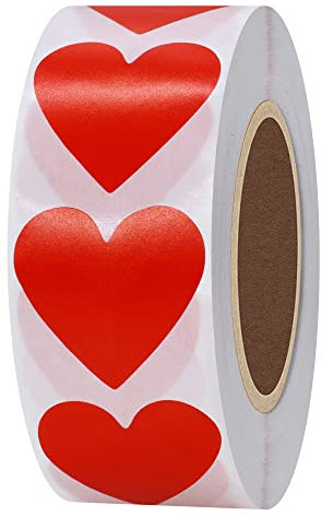 Hylabelest selbstklebende Etiketten aus Naturpapier, Herz-Motiv, Farbkodierung, 30 mm, Aufkleber, 1.000 pro Rolle rot
