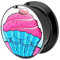 Piersando Ohr Plug Piercing Kunststoff Motiv Comic Picture Flesh Tunnel Ohrplug mit Cupcake Pink Blau Schwarz 6mm