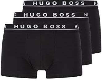 BOSS Herren Trunk 3P CO/EL Dreier-Pack Boxershorts aus Stretch-Baumwolle mit Logo am Bund,S,Schwarz