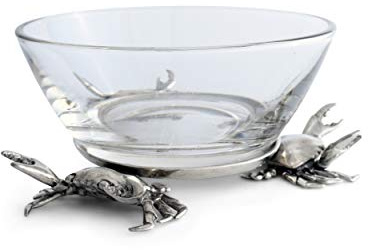 Vagabond House Glas-Dip/Cocktail-Sauce/Nussschale, drei Zinn, Krabbenbasis, Küsten-Stranddekoration, 12,7 cm breit x 7,6 cm hoch