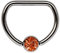 Brust Piercing Titan D-Ring 1,6 x 14 mm mit 5 mm Steinkugel in orange