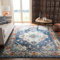 SAFAVIEH Boho Teppich für Wohnzimmer, Esszimmer, Schlafzimmer - Monaco Collection, Kurzer Flor, Marineblau und Hellblau, 201 X 279 cm