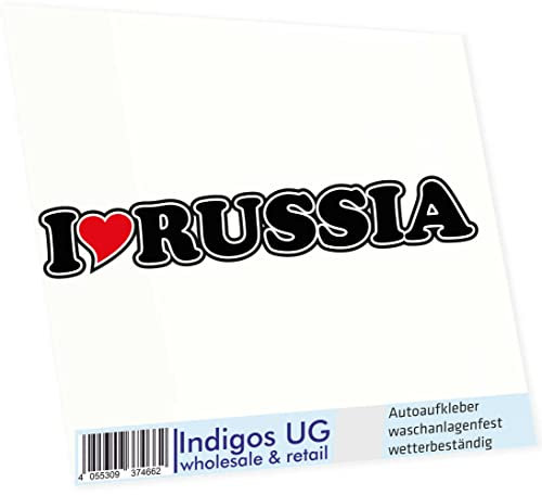 INDIGOS UG - Aufkleber - Autoaufkleber I Love Heart - Ich liebe mit Herz 15 cm I LOVE RUSSIA - Auto LKW Truck - Sticker mit Namen vom Mann Frau Kind