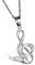 JewelryWe Schmuck Damen Halskette, Exquisite Strass Musik Note Notenschlüssel Anhänger mit 45cm Kette, Edelstahl, Silber