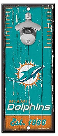 WinCraft NFL Miami Dolphins Holzschild, Flaschenöffner, Teamfarben, 12,7 x 27,9 cm
