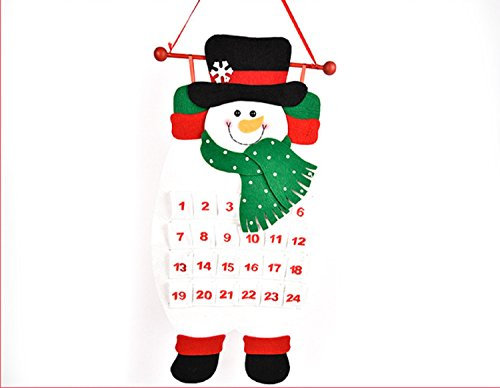 our fantasy time Adventskalender zum befüllen Kinder groß Weihnachtskalende aus feinem Fliz Stoff Weihnachtsmann zum selber-füllen Nikolaus (Schneemann)