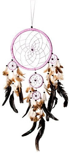 Kascha Traumfänger/Dreamcatcher - 70cm x 21cm Rosa - 5 Ringe