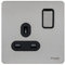 Schneider Electric Ultimate Screwless Flat Plate - Switched Single Power Socket, 13A, GU3410BSS, Stainless Steel with Black Insert, 1 Gang