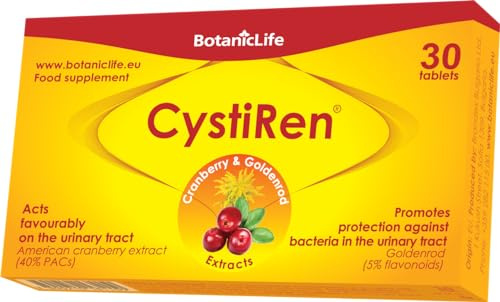 CystiRen – Nahrungsergänzungsmittel für die Gesundheit der Harnwege mit Extrakten aus amerikanischen Cranberrys und Goldrute – 30 Tabletten – Schnelle Wirkung – Vegan