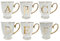 Bombay Duck Alphabet Spotty Metallic Mug Letter S Gold with Lilac Spots, Porcelain, White, 1 Count (Pack of 1)