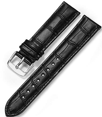 iStrap Uhrenarmbänder Krokodilmuster Echtes Leder Edelstahlschnalle Armband für Männer Frauen-18mm 19mm 20mm 21mm 22mm 24mm- Schwarz Braun