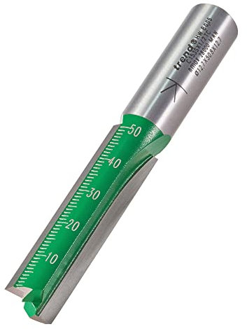 Trend CraftPro Straight Two Flute Router Cutter Bit, 1/2 Inch Shank, 12.7mm Cut Diameter & 50mm Cut Length, Tungsten Carbide Tipped, C153SX1/2TC