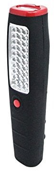 Electraline 58063 Taschenlampe mit 7, Arbeitsscheinwerfer mit 30 LED, Aufhänger und Magnet, Schwarz/Rot