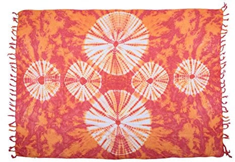 Ciffre Sarong Pareo Wickelrock Dhoti Loop Tuch Strandtuch Handtuch Schal Batik Orange