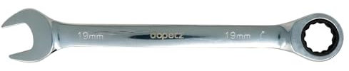 Dapetz ® Fixed Head Ratchet Spanner Ratcheting Combination Wrench Chrome Vanadium Steel Fixed Head Gear Wrench Open End 19mm Spanner Under Narrow Space Condition