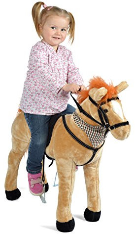 Pink Papaya Stehpferd zum draufsitzen | 75cm Spielpferd zum Reiten Marie | Pferd zum Reiten für Kinder mit Sound | Sattel Pferd
