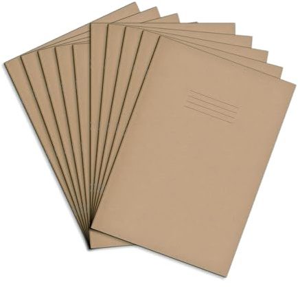 Rhino A4 Exercise Books, 80-Page / 8mm Lined with Margin Paper Notebook, 50-Pack, Office & School Stationery Supplies, Buff