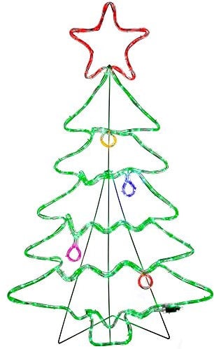 WeRChristmas Pre-Lit Christmas Tree Rope Light Silhouette, 114 cm - Large, Multi-Colour