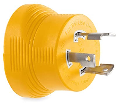 Camco Power Grip Wohnmobil-/Wohnmobil-Generator-Adapter, verfügt über einen robusten 30 Ampere-Verriegelungsstecker und Buchse, geeignet für 125 Volt / 3750 Watt (55333)