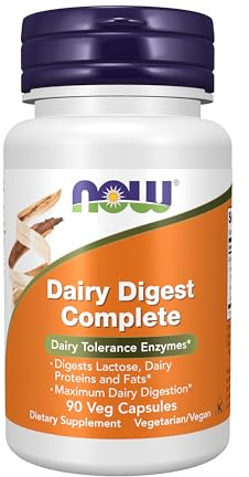 NOW Foods Supplements, Dairy Digest Complete, Digests Lactose, Dairy Proteins and Fats*, Dairy Tolerance Enzymes*, 90 Veg Capsules