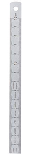 Edelstahl-Lineal, 150 x 13 x 0,5 mm, Unterteilung auf beiden Seiten