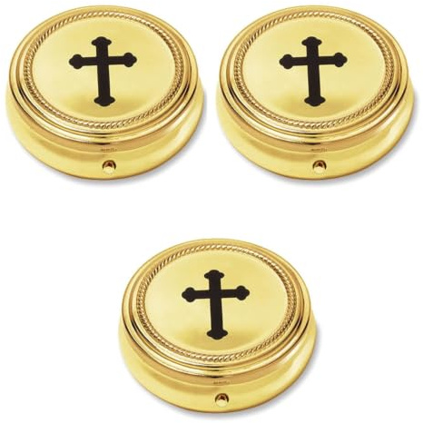 Pyx-Koffer mit katholischem Kreuz, goldfarben, 5,1 cm