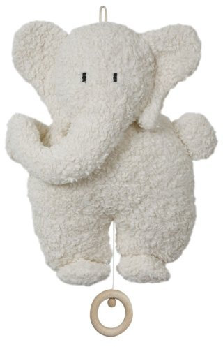 Efie Spieluhr Elefant aus Bio-Baumwolle (KBA), GOTS-Zertifiziert, waschbar, handgefertigt, Made in Germany, Melodie Brahms Wiegenlied