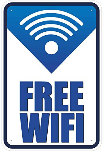 Schild Free WiFi/freies offenes WLAN Internet aus Aluminium-Verbundmaterial 3mm stark 20 x 30 cm