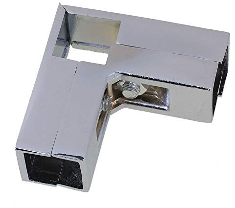 BQLZR Alluminum Silver 3 Way L Shape Chrome Plated Connector Square Tube Clamp for 25mm Pipe Dress Hanging Wardrobe Rail