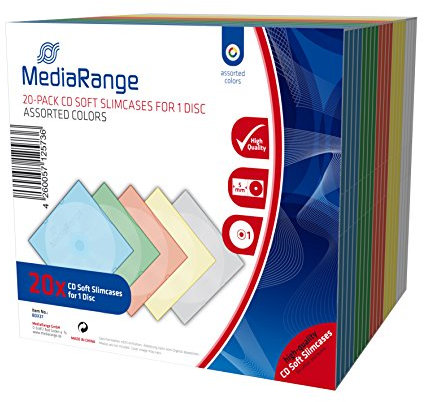 MediaRange BOX37 Custodie Morbide CD Soft Cases Slim, 20 pezzi, 5 colori x 4 custodie