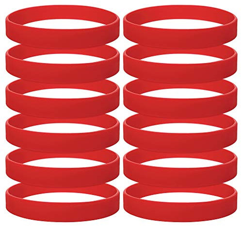 GOGO Lot de 12 bracelets en caoutchouc pour adulte Rouge