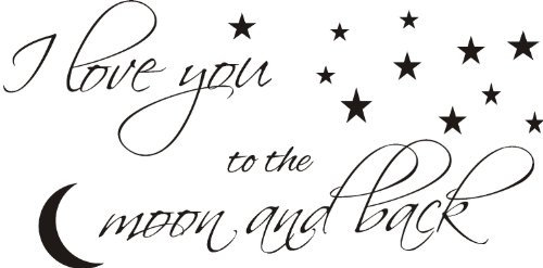 Intercoat I LOVE YOU TO THE MOON & BACK WALL ART STICKER GIFT HOME DIY BEDROOM CHILDREN (LILAC, 120x60cm)