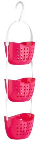 Premier Housewares 1601487 3-Tier Hot Pink Hanging Organiser Small Storage Baskets Shower Caddy for Bathroom as Shelf 14 cm x 21 cm x 16.5 cm