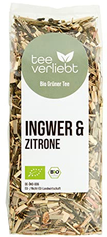teeverliebt - Bio Grüntee Sencha Ingwer & Zitrone I loser Grüner Tee I Typisch Sencha mit wohltuendem Ingwer und fruchtiger Zitrone I Aus kontrolliert biologischem Anbau I 90 g