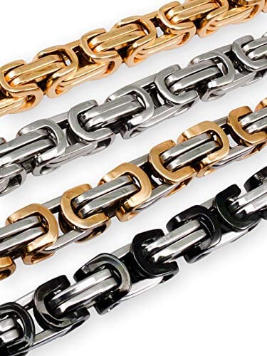 Fly Style 9 mm Starke Vierkant-Königskette oder Königs-Armband aus Edelstahl, Farbwahl:Gold, Längen:45 cm