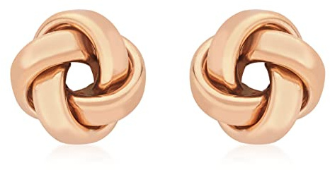 CARISSIMA Women's 9 ct Rose Gold 10 mm Rectangular Tube Knot Stud Earrings