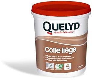 Quelyd Colle Liège Murale Pâte - Dalles et Rouleaux - Intérieur - Pièces Non-Humides - Application Murale Directe - 1 Pot 1 kg