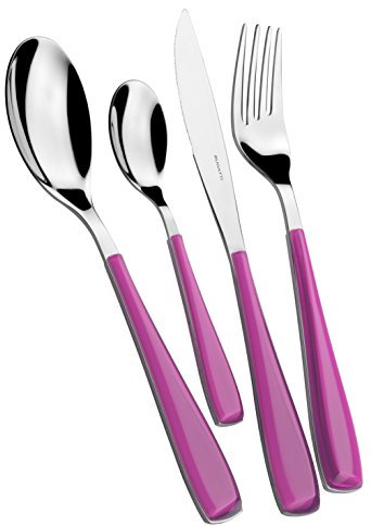 BUGATTI, Essenza, Set Posate 24 pezzi in Acciaio Inox 18/10 e Manico Colore IRIS. Set posate 6 persone composto da 6 Cucchiai, 6 Forchette, 6 Coltelli e 6 Cucchiaini caffè