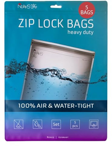 Noaks Bags, 5er-Pack, wasserdichte Beutel, IPX8, Luft- und Geruchsdicht, Reise-Organizer, Packsack