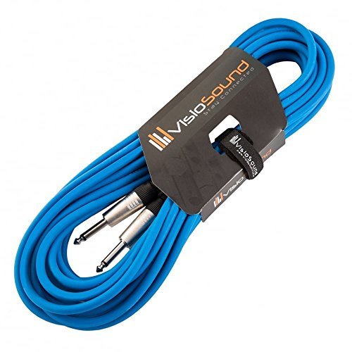 VisioSound Guitar Lead 6.35mm Mono Jack to Jack/Instrument Cable/Patch Lead / 6 Colours 10m Blue