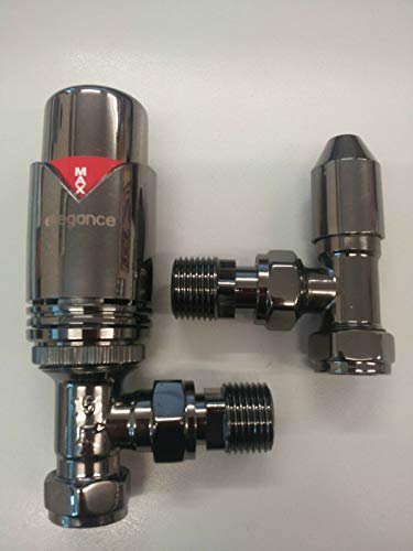 Elegance 15mm Traditional Angled Designer Radiator Valve Set | Black Nickel by Elegance Valves