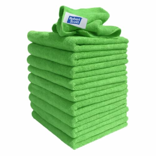 20 Pack of Green Microfibre Genuine Exel Brand Magic Cleaning Cloths. Chemical Free Cleaning. Anti Bacterial Microfiber Cloths for Amazing Smear Free Wiping.