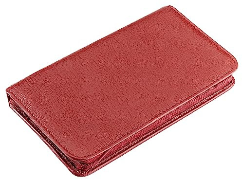 REMOS Manicure Case Empty Made of Genuine Leather with Space for 7 Tools - red