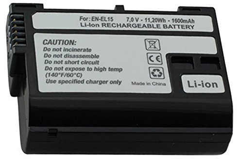Batería, batería de repuesto EN-EL15 con 1600 mAh Para Nikon 1 V1/D600/D610/D750/D800/D800E/D810/D7000/D7100 sin efecto memoria, Li-Ion, PDA-Punkt)
