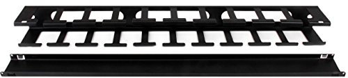 StarTech.com 1U Horizontal Finger Duct Rack Cable Management Panel with Cover - Server Rack Cable Duct - Rack Cable Organizer/Manager (CMDUCT1UX)